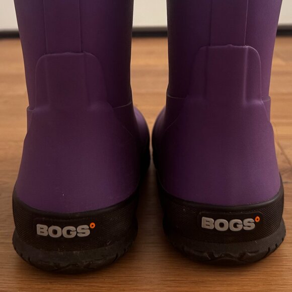 Bogs Kids Waterproof Plush Rain Boots Purple - Barely Worn - Fuzzy Warm size 1 - Picture 10 of 13